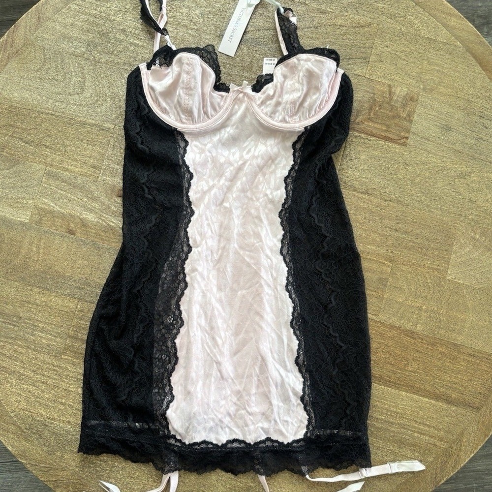 Pink and black leopard print lingerie slip dress XS